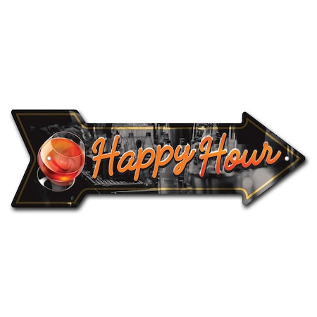 Signmission Happy Hour Arrow Sign Funny Home Decor 36in Wide P-ARROW12-999829